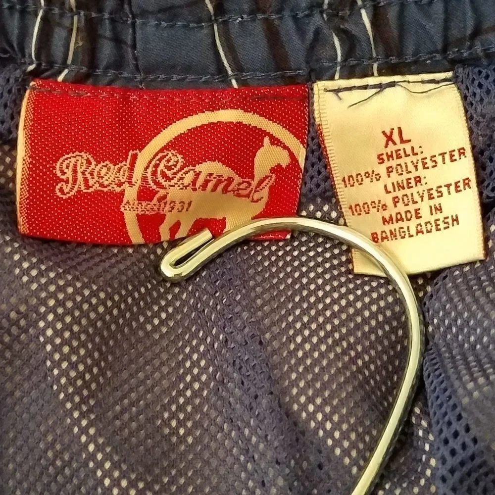 Red Camel Navy Plaid Swimming Trunks
